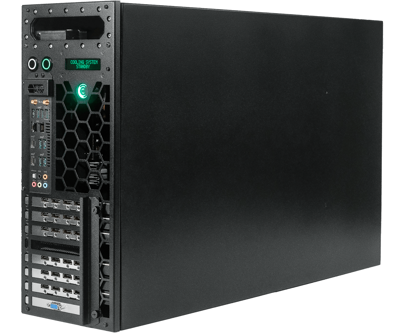 Comino GRANDO RM GPU Server Liquid Cooled 6x4090 front 45 closed