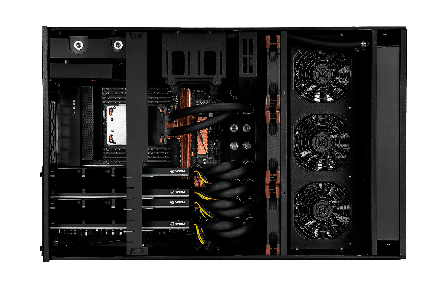 Comino GRANDO RM GPU Workstation Liquid Cooled 4xL40S top open