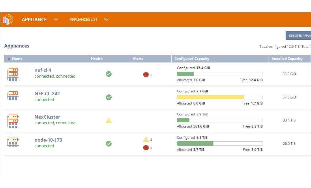 nexenta fusion management screen