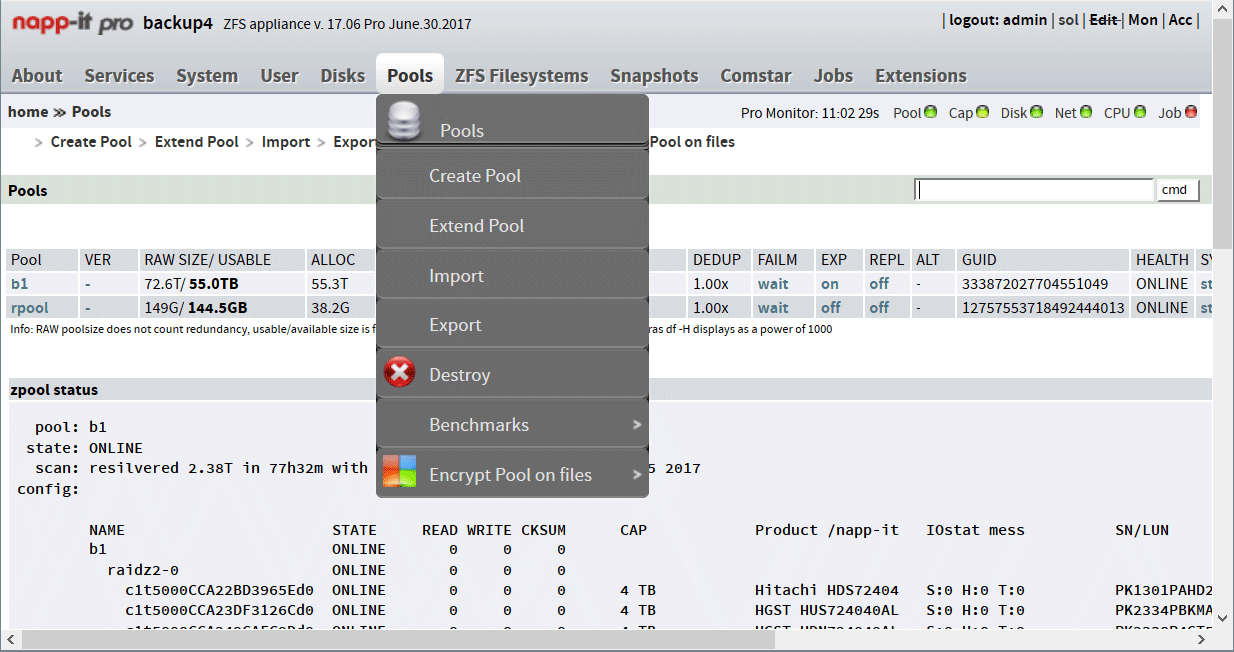 napp it pools en